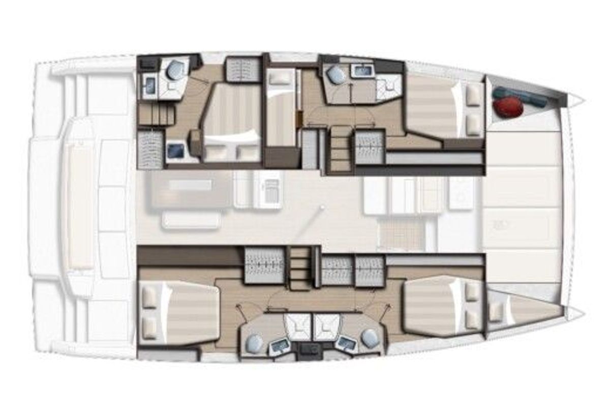 Floor plan of Surina, a Bali 4.8 catamaran at Palermo, Italy