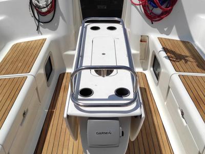 Cockpit of Evangelos, a Jeanneau Sun Odyssey 43  sailboat at Volos Municipality, Greece