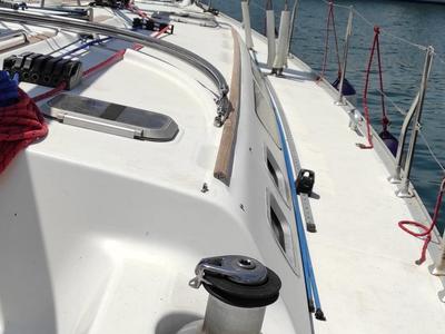 Deck of Evangelos, a Jeanneau Sun Odyssey 43  sailboat at Volos Municipality, Greece