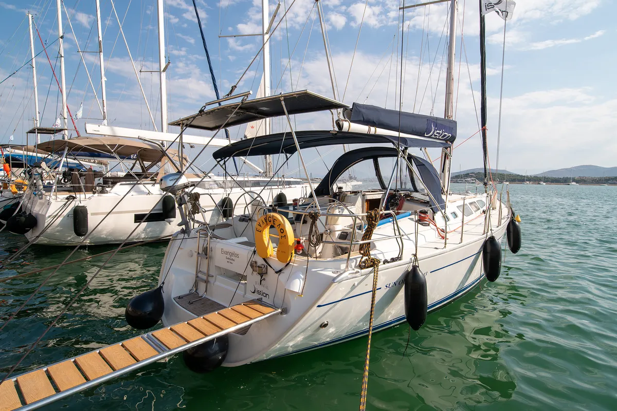 Evangelos, a Jeanneau Sun Odyssey 43  sailboat at Volos Municipality, Greece