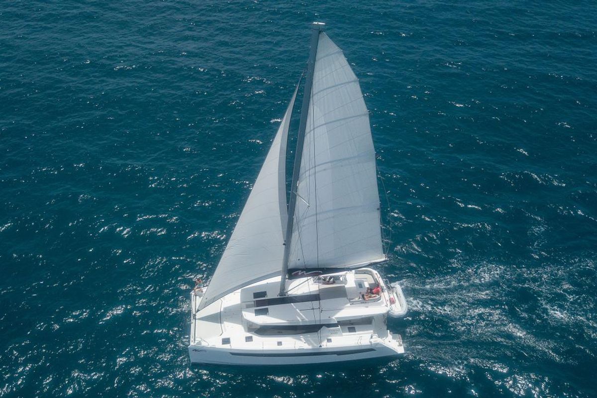 Exterior view of Moorings 5000-5 Club, a Leopard 50 catamaran at Općina Marina, Croatia