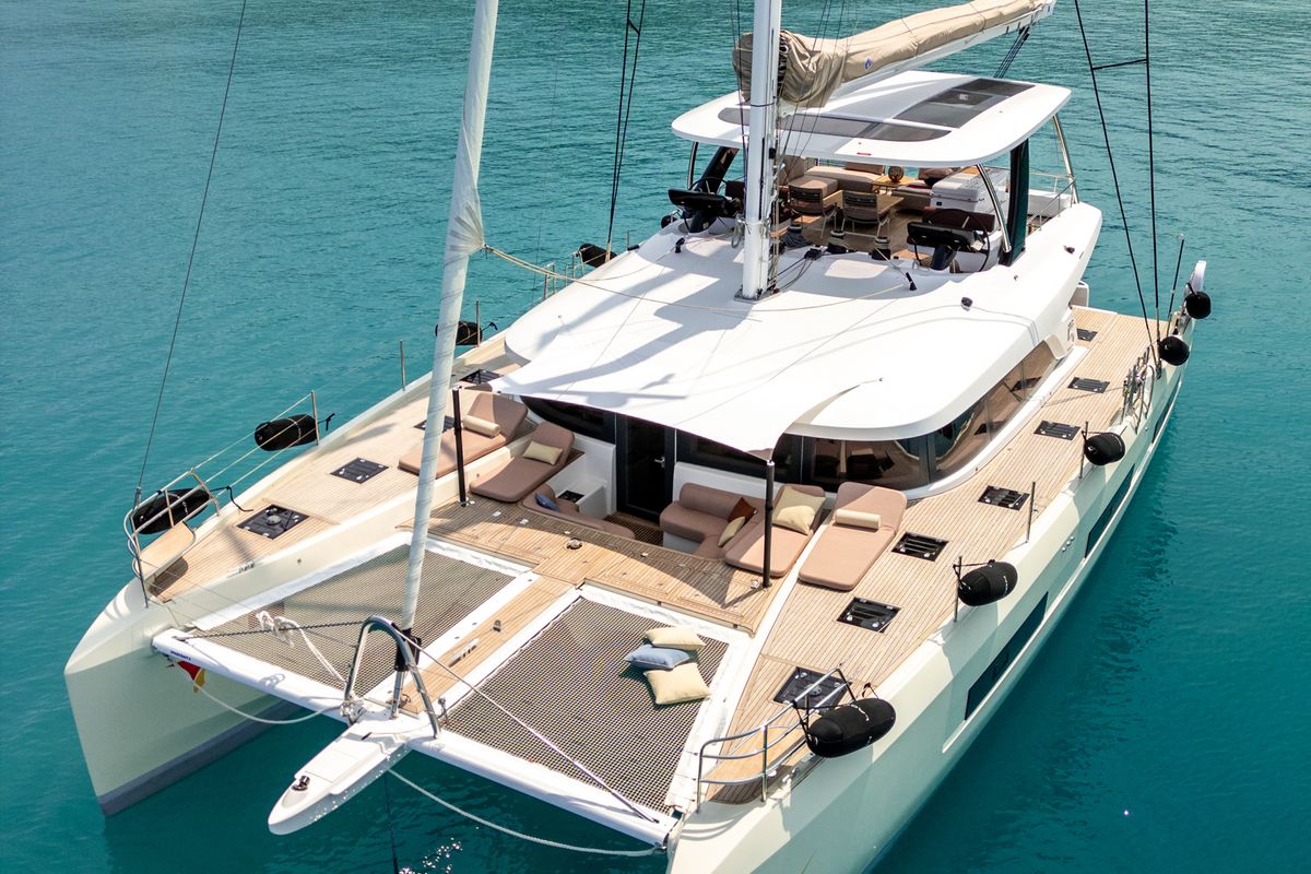 Exterior view of Sailuxe - Gloria, a Lagoon Sixty 5 catamaran at Capo d'Orlando, Italy
