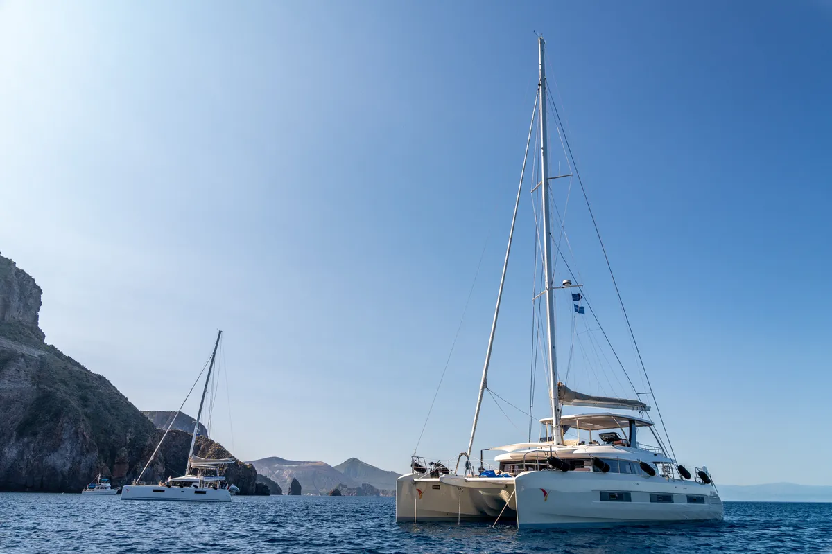 Exterior view of Sailuxe - Gloria, a Lagoon Sixty 5 catamaran at Capo d'Orlando, Italy