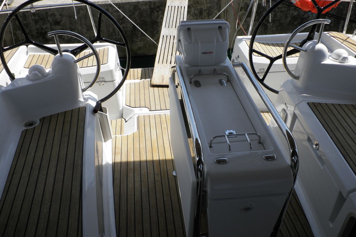 Cockpit of Paloma, a Jeanneau Sun Odyssey 379 sailboat at Općina Sukošan, Croatia