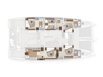 Floor plan of Sailuxe - Aura, a Lagoon Sixty 5 catamaran at Salerno, Italy