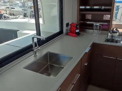 Galley of Rocky, a Lagoon 46 catamaran at Lavreotiki Municipal Unit, Greece