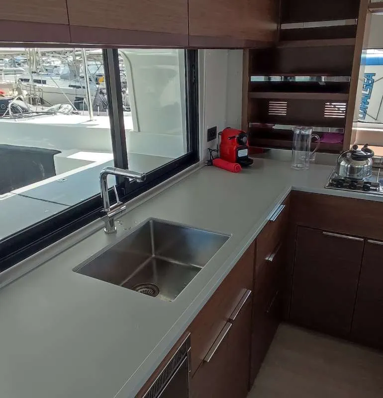 Galley of Rocky, a Lagoon 46 catamaran at Lavreotiki Municipal Unit, Greece