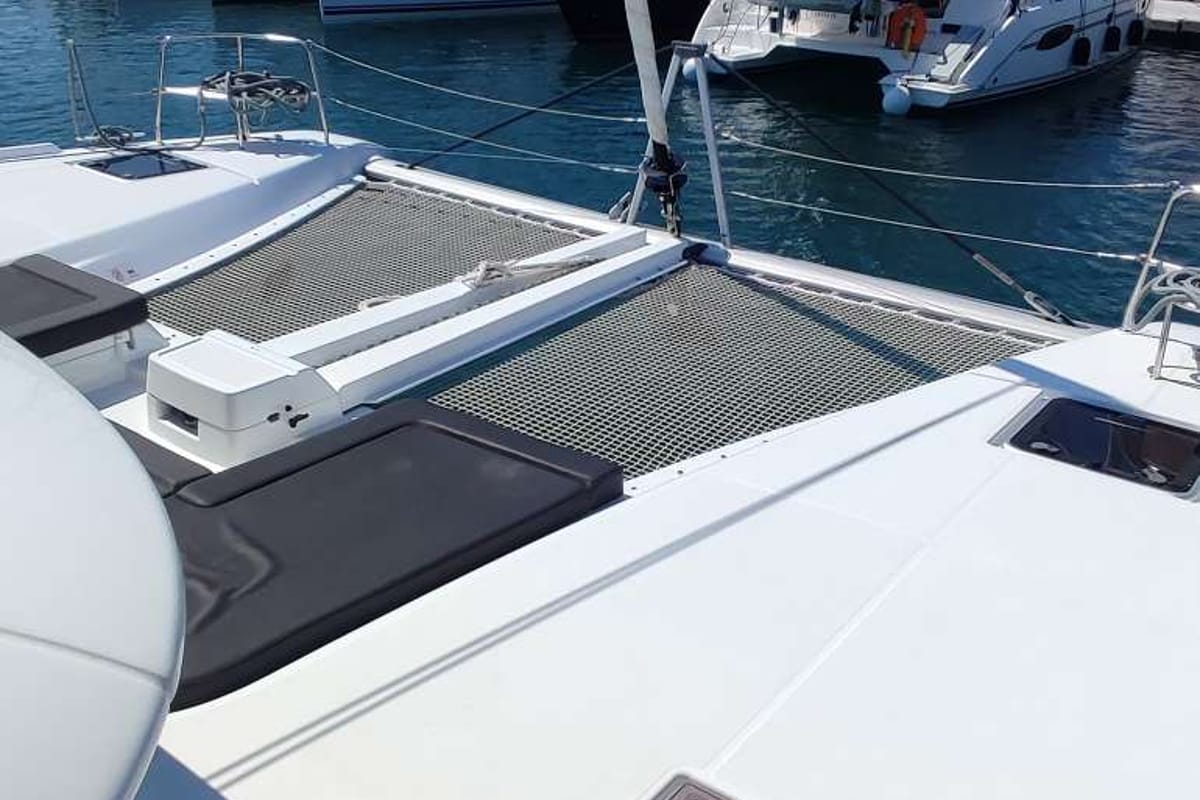 Deck of Rocky, a Lagoon 46 catamaran at Lavreotiki Municipal Unit, Greece
