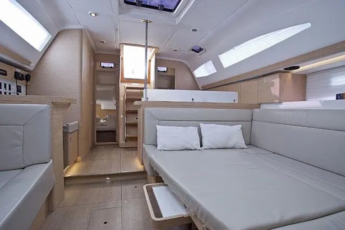 Cabin on Midnight, a Elan Impression 45 sailboat at Grad Trogir, Croatia
