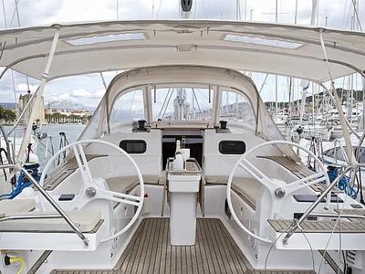 Cockpit of Midnight, a Elan Impression 45 sailboat at Grad Trogir, Croatia
