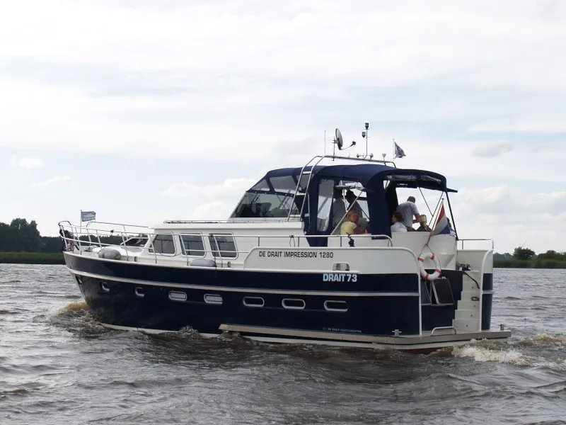 Exterior view of Drait 73, a De Drait Impression 1280 motorboat at Drachten, Netherlands