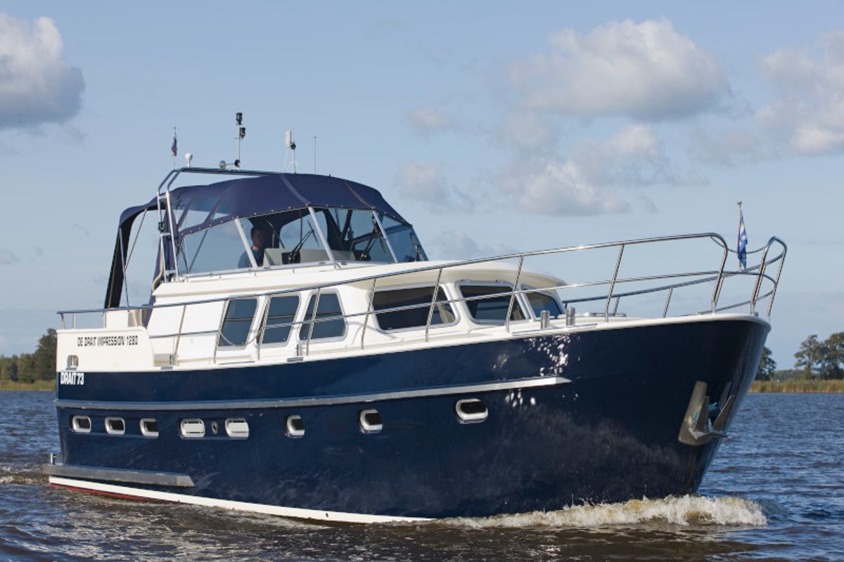 Exterior view of Drait 73, a De Drait Impression 1280 motorboat at Drachten, Netherlands