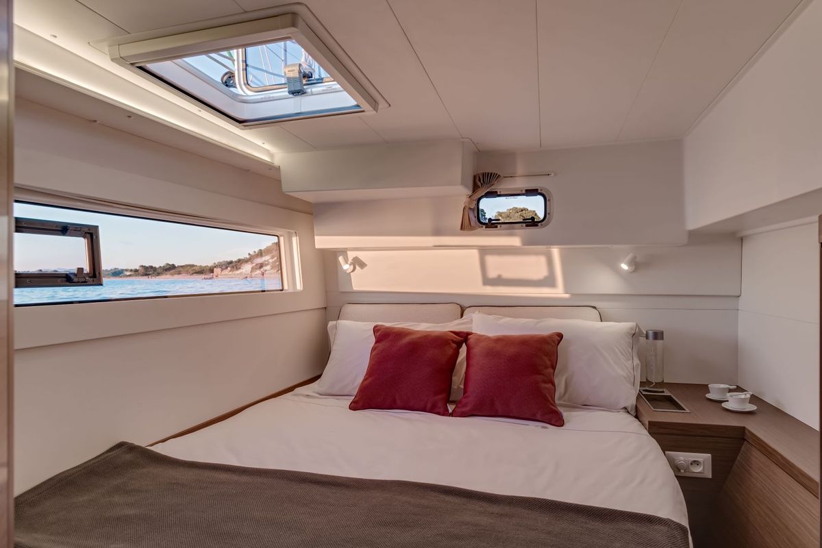 Cabin on Bubi, a Lagoon 40 catamaran at La Spezia, Italy