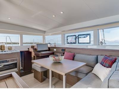 Salon of Bubi, a Lagoon 40 catamaran at La Spezia, Italy