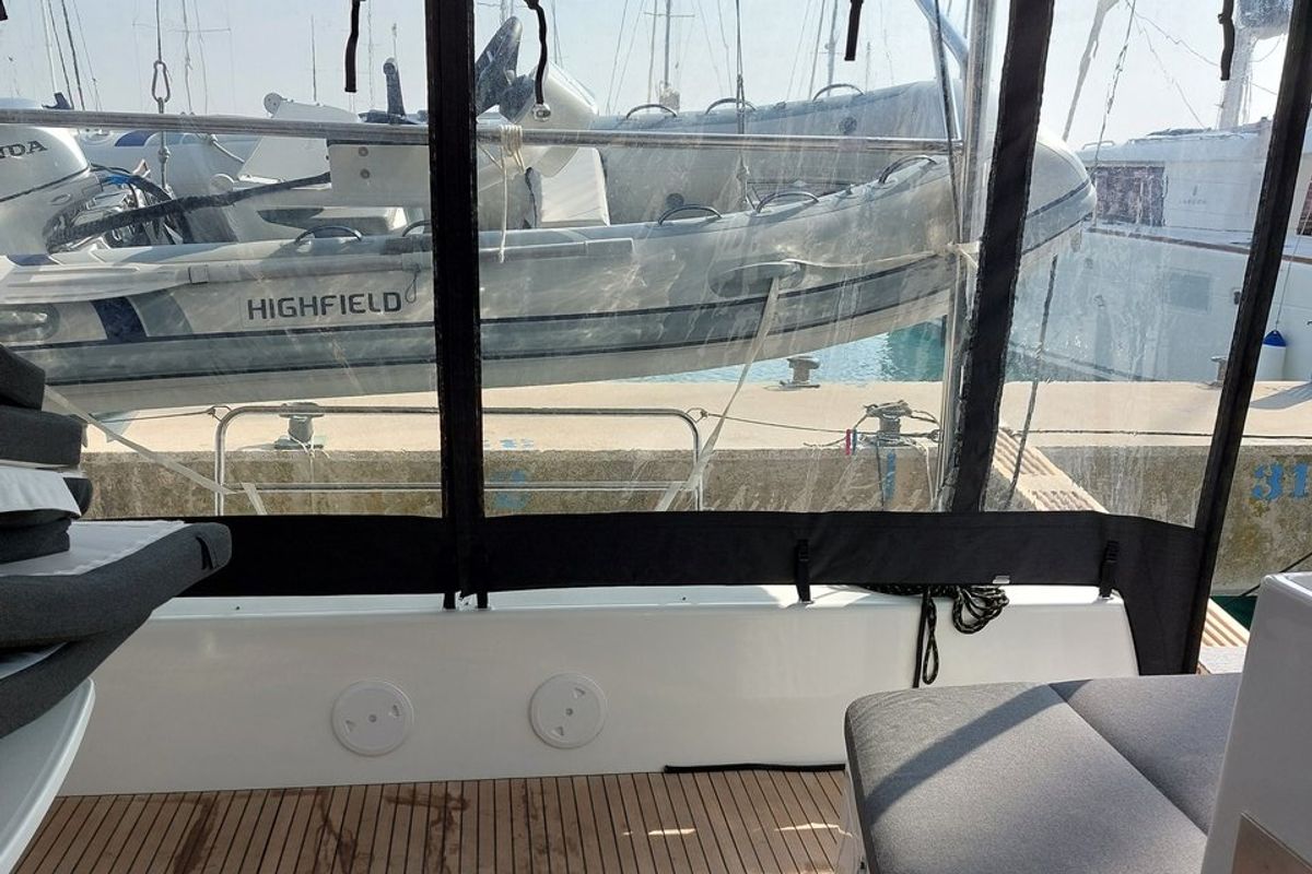 Deck of Dalmatia Sunrise, a Lagoon 42 catamaran at Općina Sukošan, Croatia