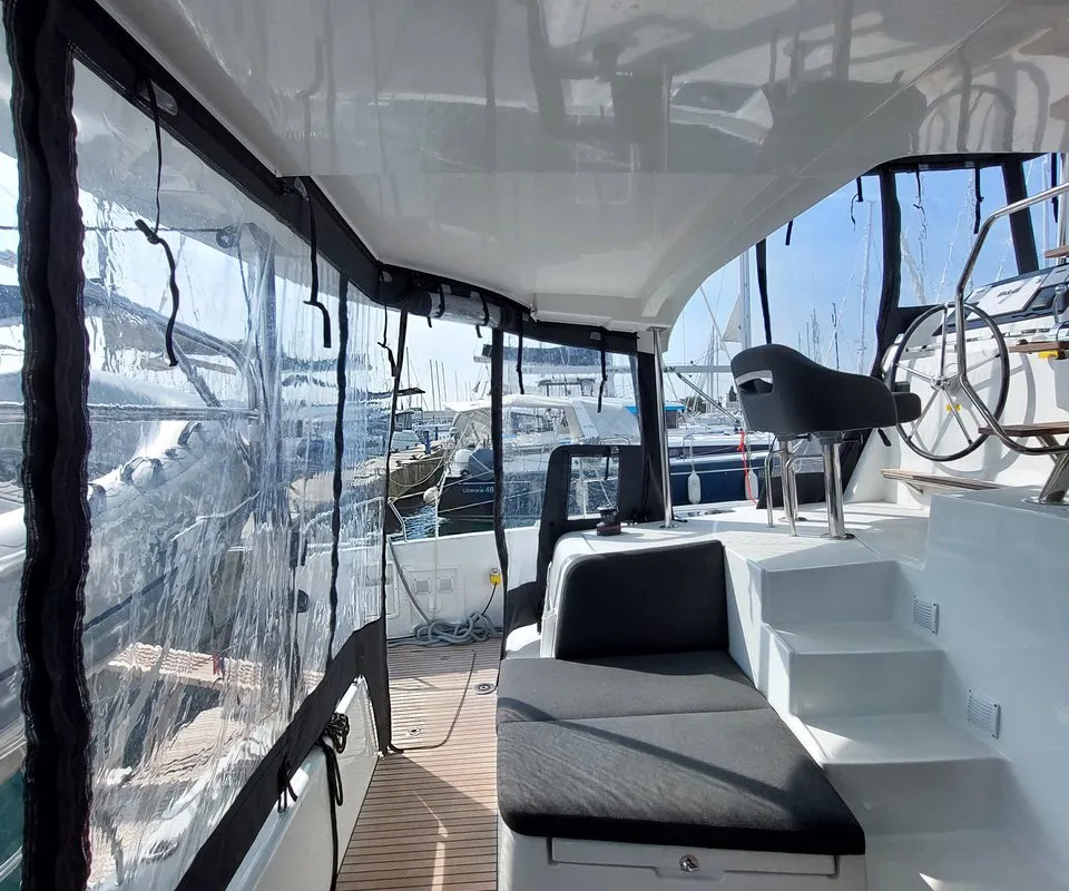Cockpit of Dalmatia Sunrise, a Lagoon 42 catamaran at Općina Sukošan, Croatia