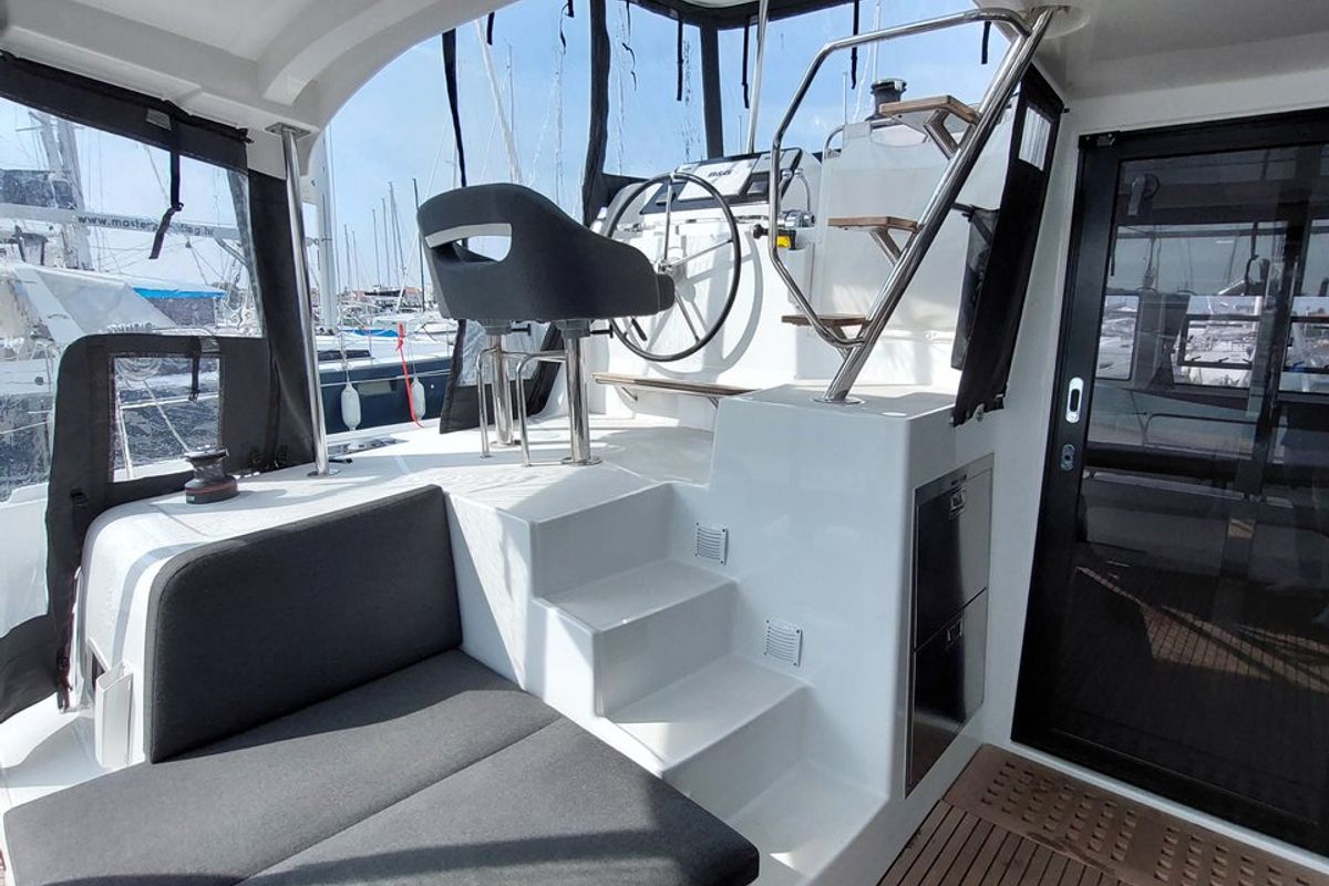 Cockpit of Dalmatia Sunrise, a Lagoon 42 catamaran at Općina Sukošan, Croatia