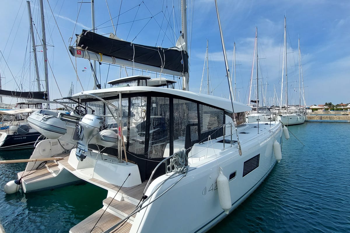 Dalmatia Sunrise, a Lagoon 42 catamaran at Općina Sukošan, Croatia