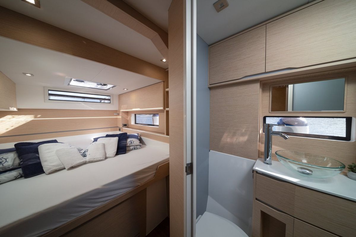 Cabin on Bela, a Cervetti 44 catamaran at Primošten, Croatia