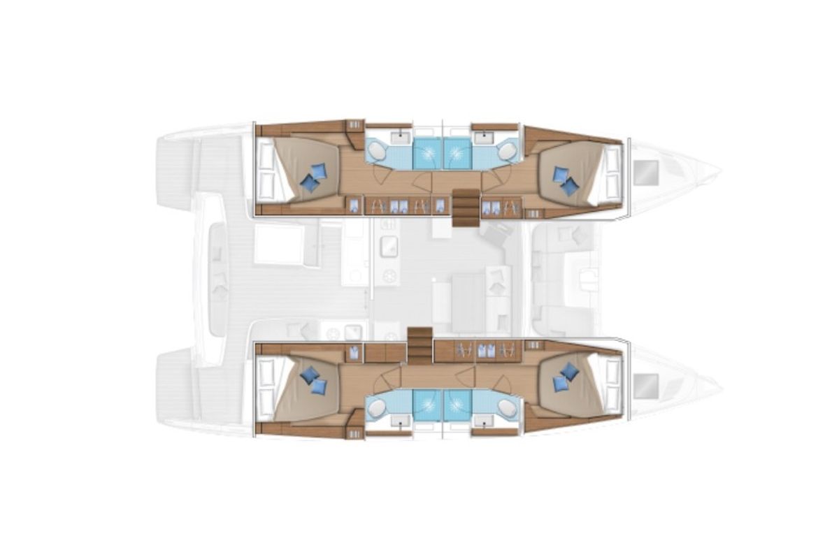 Floor plan of Westerlund (SXM), a Lagoon 46 catamaran at Marigot, France