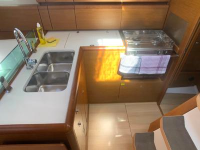 Galley of Amadeus, a Jeanneau Sun Odyssey 389 sailboat at Općina Rogoznica, Croatia