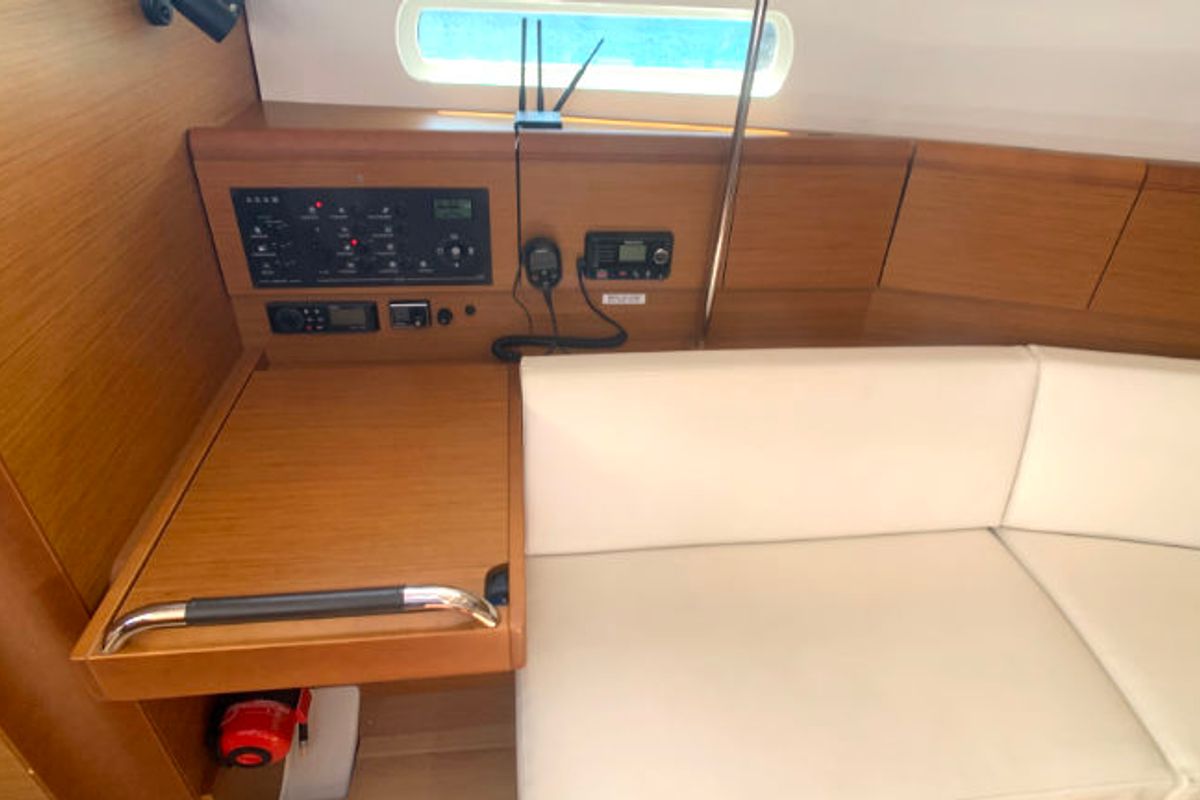 Salon of Amadeus, a Jeanneau Sun Odyssey 389 sailboat at Općina Rogoznica, Croatia