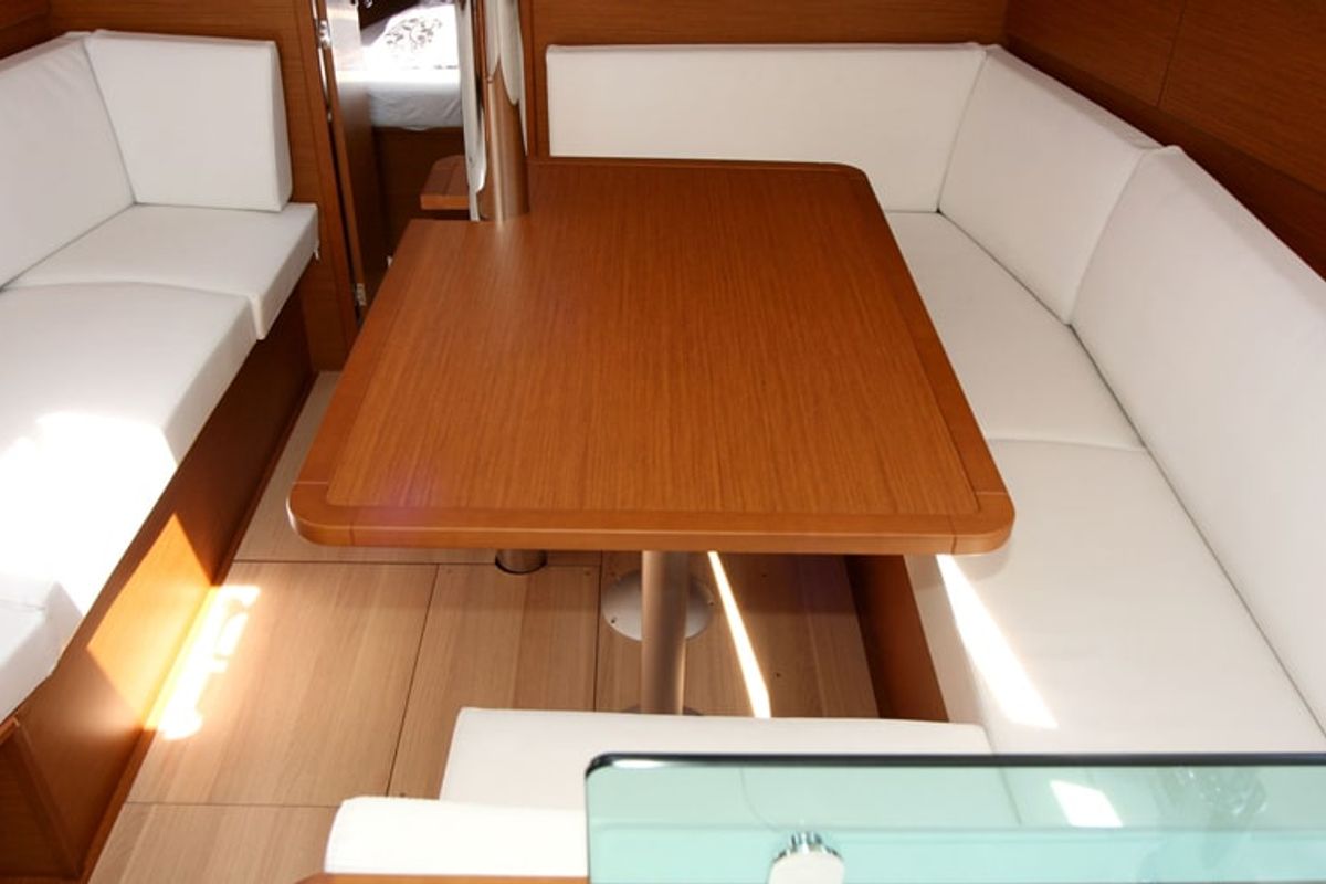 Salon of Amadeus, a Jeanneau Sun Odyssey 389 sailboat at Općina Rogoznica, Croatia