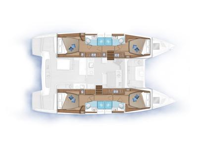 Floor plan of Ledi - Premium Line, a Lagoon 46 catamaran at Tonnarella, Italy