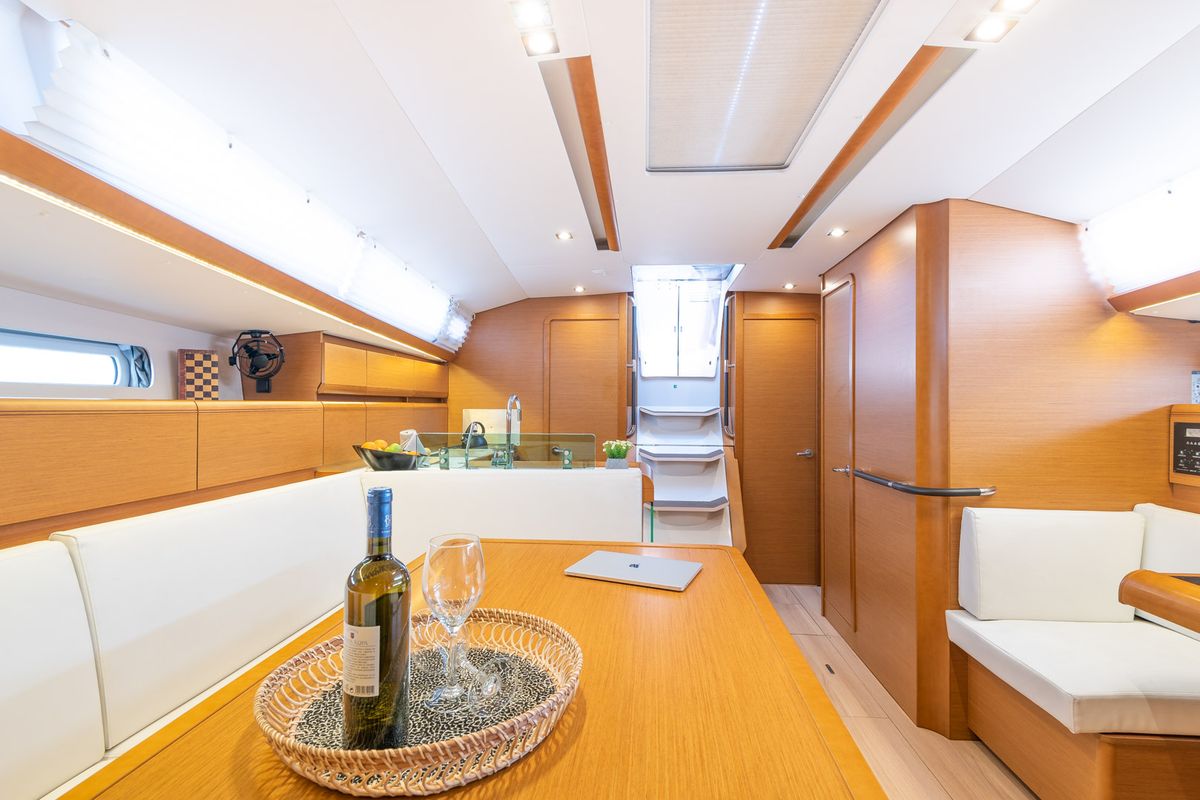 Galley of Asante, a Jeanneau Sun Odyssey 449 sailboat at Municipal Unit of Lefkada, Greece