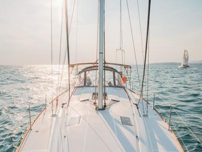 Cockpit of Asante, a Jeanneau Sun Odyssey 449 sailboat at Municipal Unit of Lefkada, Greece