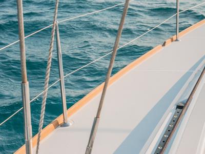 Deck of Asante, a Jeanneau Sun Odyssey 449 sailboat at Municipal Unit of Lefkada, Greece