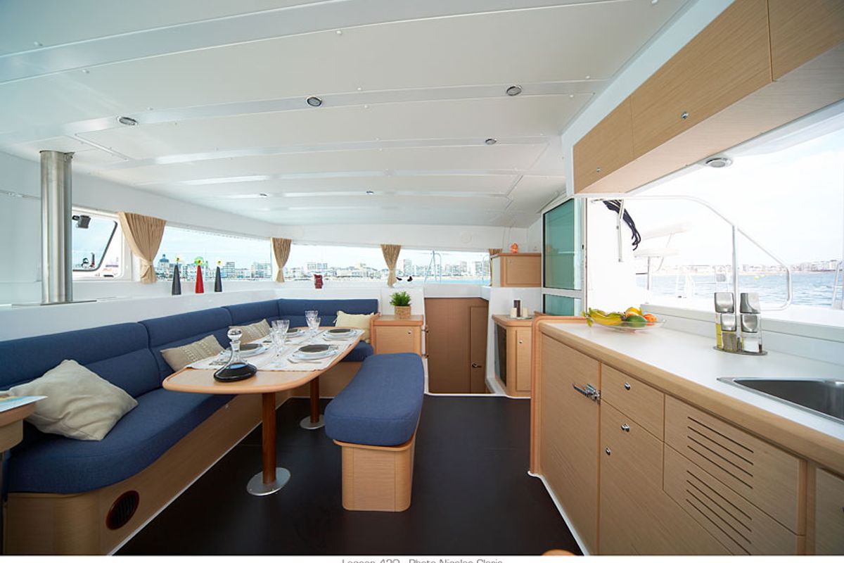 Galley of Dynamis, a Lagoon 420 catamaran at Sithonia Municipal Unit, Greece
