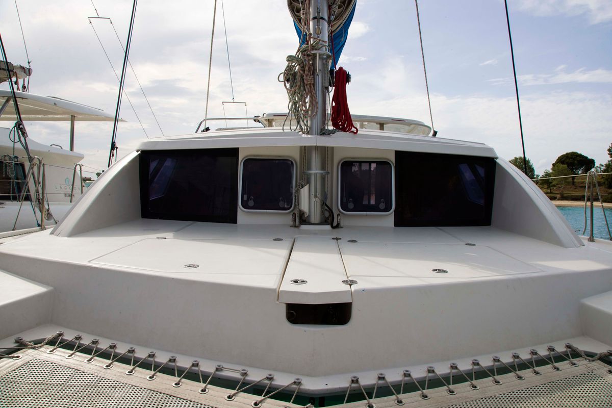 Dynamis, a Lagoon 420 catamaran at Sithonia Municipal Unit, Greece