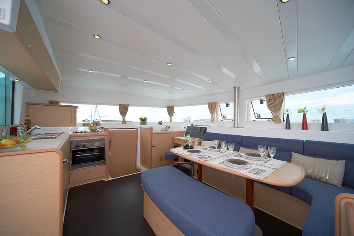Galley of Dynamis, a Lagoon 420 catamaran at Sithonia Municipal Unit, Greece