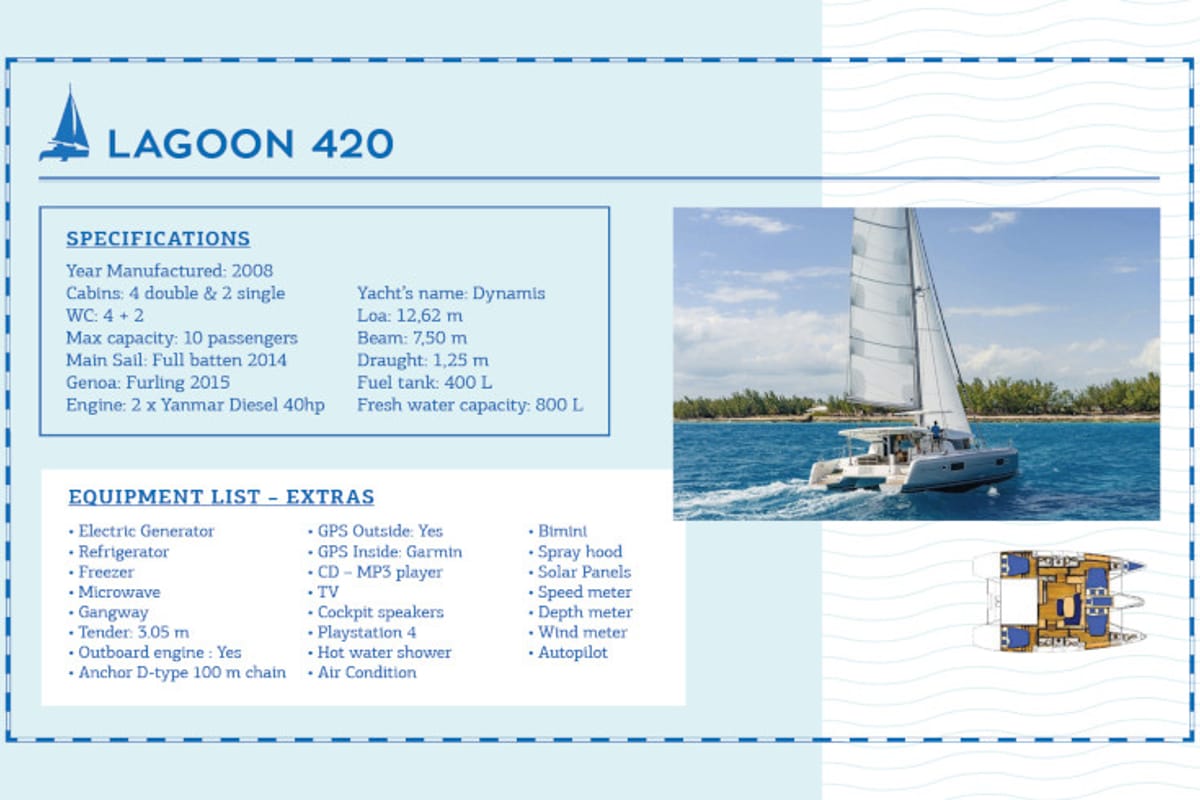 Dynamis, a Lagoon 420 catamaran at Sithonia Municipal Unit, Greece
