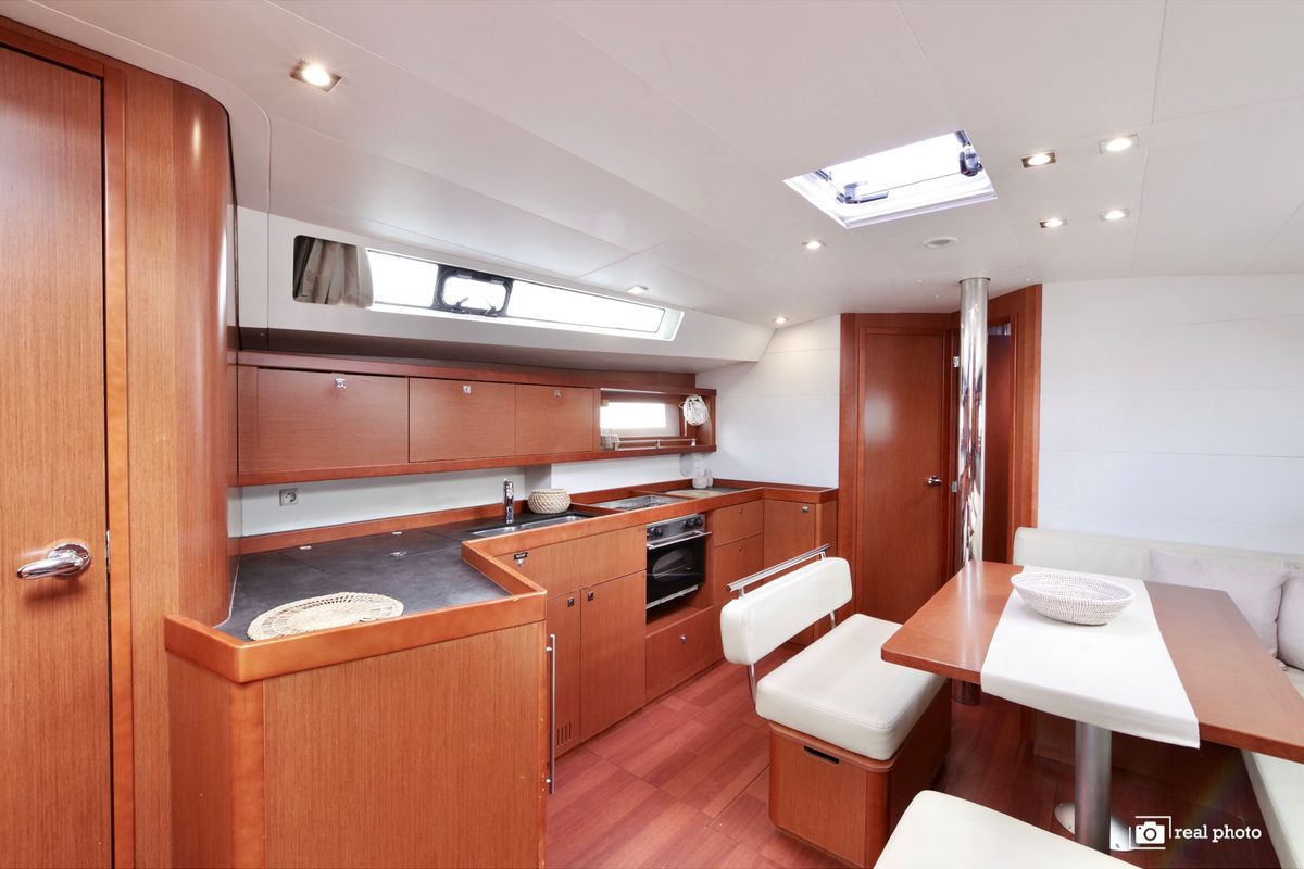 Galley of Gaia - Solar Panel, a Beneteau Oceanis 45 sailboat at Cannigione, Italy