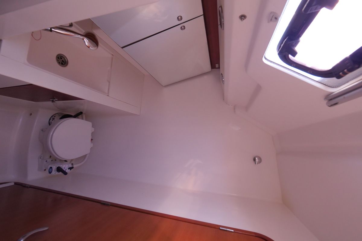 Head on Pyrrha, a Dufour 445 Grand Large sailboat at Fethiye, Turkey