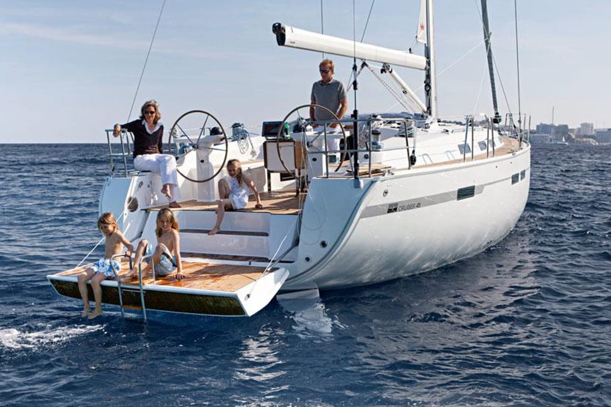 Exterior view of Chiara F., a Bavaria Cruiser 45 sailboat at San Benedetto del Tronto, Italy
