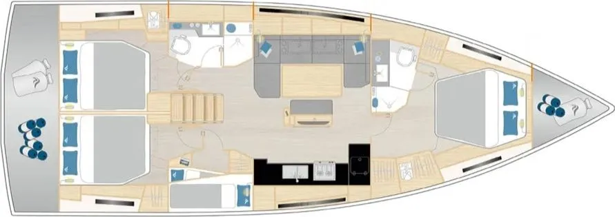 Floor plan of Vingilot - OW, a Hanse Yachts Hanse 460 sailboat at Općina Medulin, Croatia