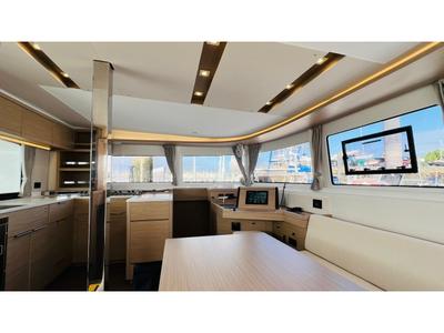 Salon of Zoey, a Lagoon 46 catamaran at Gouvia, Greece