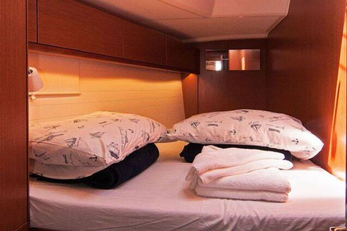 Cabin on Adria Sonja, a Bavaria Cruiser 46 sailboat at Split, Croatia