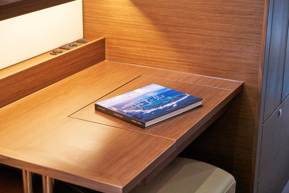 Salon of Sea Spirit III, a Nautitech 46 Fly catamaran at Grande Rivière Noire VCA, Mauritius