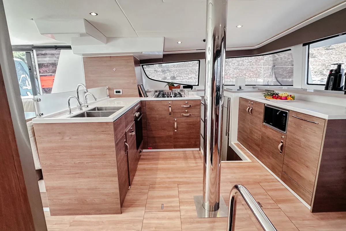 Galley of Despina, a Bali 4.6 catamaran at Bodrum, Turkey
