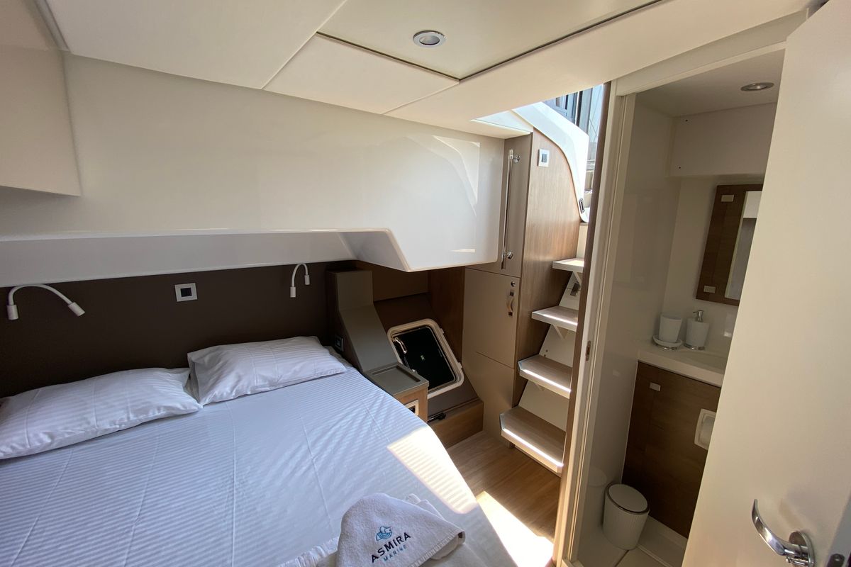 Cabin on Despina, a Bali 4.6 catamaran at Bodrum, Turkey