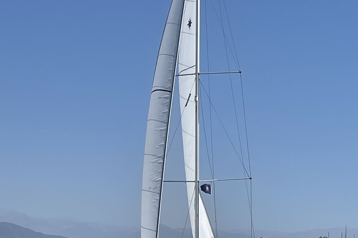 Exterior view of Derya, a Jeanneau Sun Odyssey 490 sailboat at Fethiye, Turkey