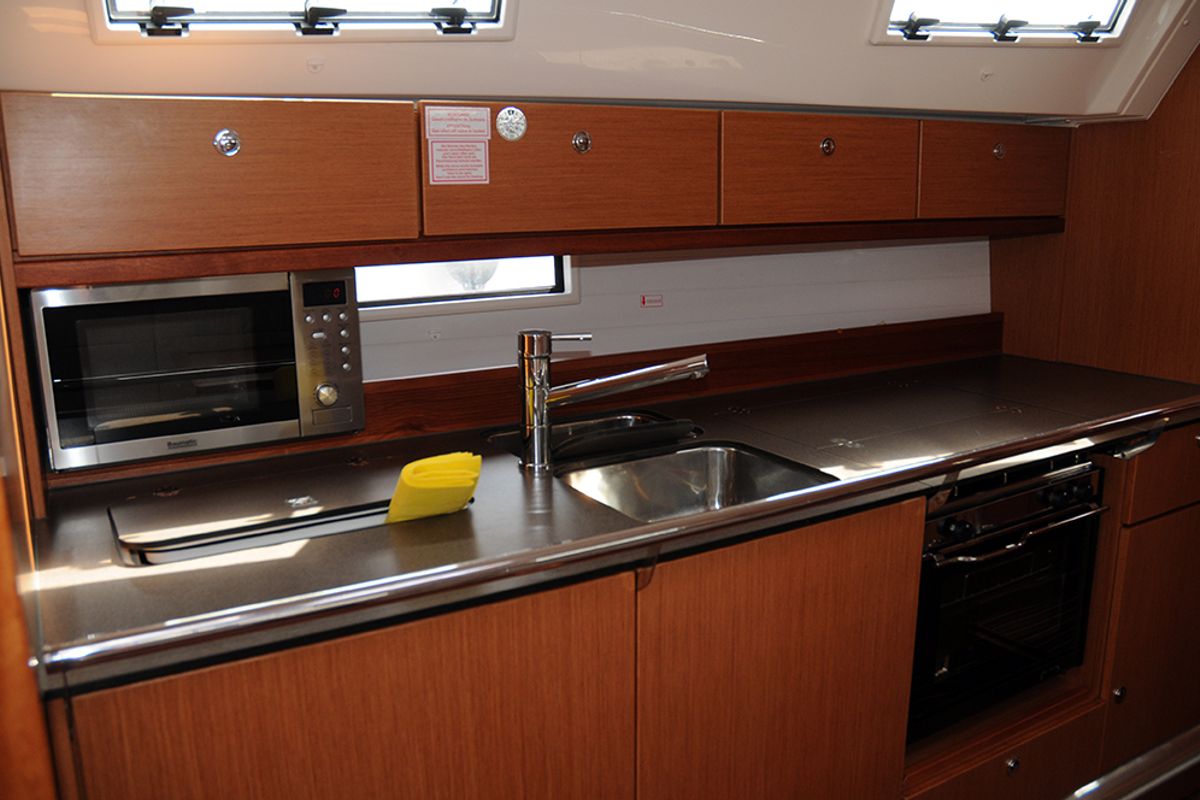 Galley of Tesoro, a Bavaria Cruiser 40 sailboat at Llucmajor, Spain