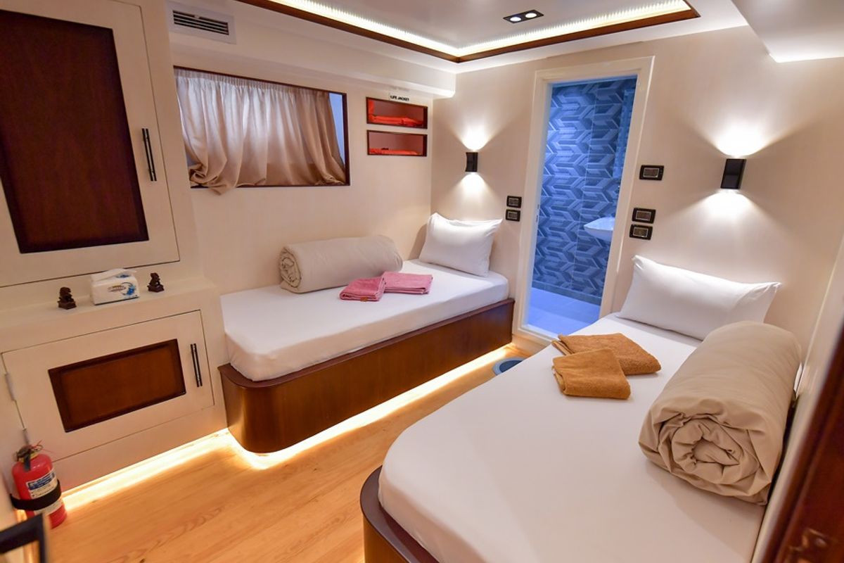 Cabin on Comfort cabin upper deck 1, a Gulet Luxury Motor Yacht motorboat at Sharm El Sheikh, Egypt