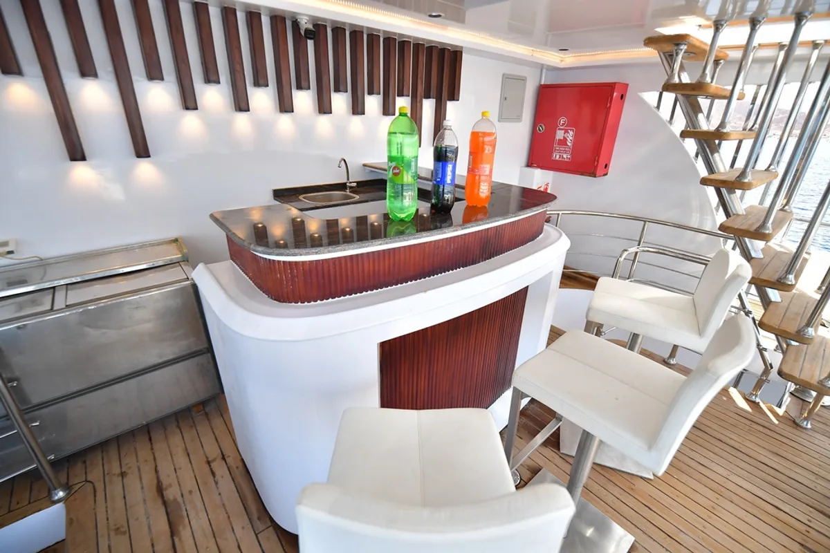 Deck of Comfort cabin upper deck 1, a Gulet Luxury Motor Yacht motorboat at Sharm El Sheikh, Egypt