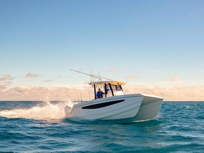 Exterior view of Eagle I, a Aquila Yachts Aquila 28 motorboat at Cannigione, Italy