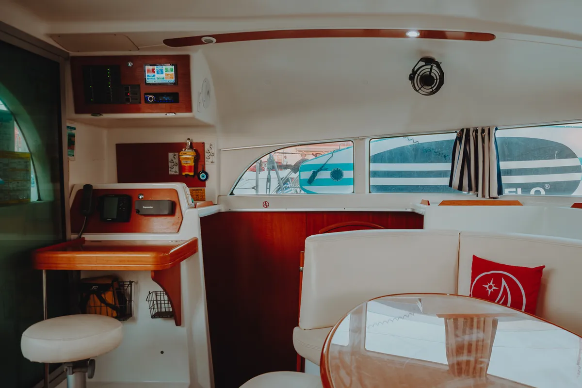 Salon of Caramela, a Lagoon 380 catamaran at Sithonia Municipal Unit, Greece